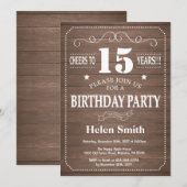 Invitation d'anniversaire rustique 15 ans (Devant / Derrière)
