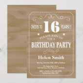 Invitation d'anniversaire rustique 16 ans (Devant / Derrière)