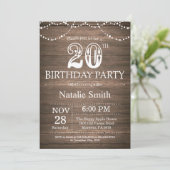 Invitation d'anniversaire rustique 20 ans avec gui (Debout devant)