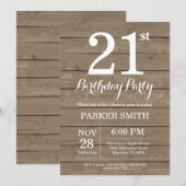 Invitation d'anniversaire rustique 21 ans (Devant / Derrière)