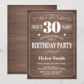 Invitation d'anniversaire rustique 30 ans (Devant / Derrière)
