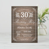 Invitation d'anniversaire rustique 30 ans Floral (Debout devant)