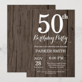Invitation d'anniversaire rustique 50 ans (Devant / Derrière)