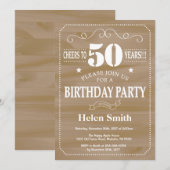 Invitation d'anniversaire rustique 50 ans (Devant / Derrière)