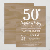 Invitation d'anniversaire rustique 50 ans (Devant / Derrière)