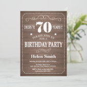 Invitation d'anniversaire rustique 70 ans (Debout devant)