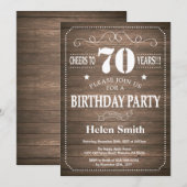 Invitation d'anniversaire rustique 70 ans (Devant / Derrière)