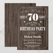 Invitation d'anniversaire rustique 70 ans (Devant / Derrière)