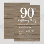 Invitation d'anniversaire rustique 90 ans (Devant / Derrière)