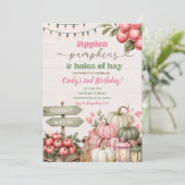 Invitation d'anniversaire Rustique Automne Fleur d (Debout devant)