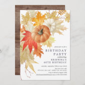 Invitation d'anniversaire rustique d'automne (Devant / Derrière)