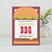 Invitation d'anniversaire Rustique de BBQ de Cour (Debout devant)