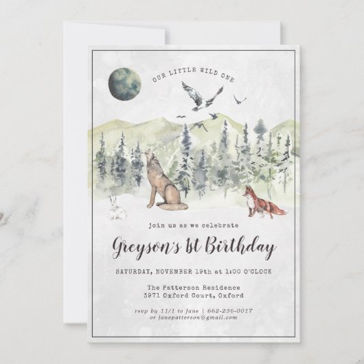 Invitation d'anniversaire rustique de forêt boisée (Devant)