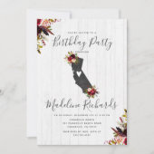 Invitation d'anniversaire rustique de l'État de Ca (Devant)