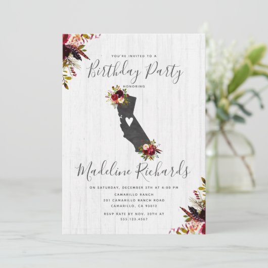 Invitation d'anniversaire rustique de l'État de Ca (Debout devant)