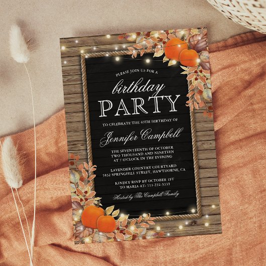 Invitation d'anniversaire Rustique de Récolte