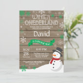 Invitation d'anniversaire rustique d'hiver Onederl (Debout devant)