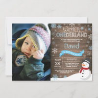 Invitation d'anniversaire rustique d'hiver Onederl