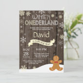 Invitation d'anniversaire rustique d'hiver Onederl (Debout devant)