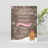 Invitation d'anniversaire rustique d'hiver Onederl (Debout devant)