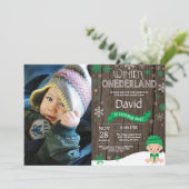 Invitation d'anniversaire rustique d'hiver Onederl (Debout devant)