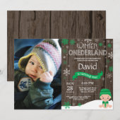 Invitation d'anniversaire rustique d'hiver Onederl (Devant / Derrière)