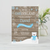 Invitation d'anniversaire rustique d'hiver Onederl (Debout devant)