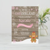 Invitation d'anniversaire rustique d'hiver Onederl (Debout devant)