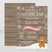 Invitation d'anniversaire rustique d'hiver Onederl (Devant / Derrière)
