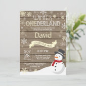 Invitation d'anniversaire rustique d'hiver Onederl (Debout devant)