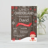 Invitation d'anniversaire rustique d'hiver Onederl (Debout devant)
