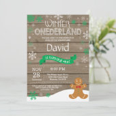 Invitation d'anniversaire rustique d'hiver Onederl (Debout devant)