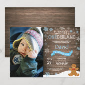 Invitation d'anniversaire rustique d'hiver Onederl (Devant / Derrière)