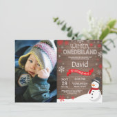 Invitation d'anniversaire rustique d'hiver Onederl (Debout devant)
