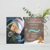 Invitation d'anniversaire rustique d'hiver Onederl (Debout devant)