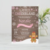 Invitation d'anniversaire rustique d'hiver Onederl (Debout devant)