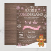 Invitation d'anniversaire rustique d'hiver Onederl (Devant / Derrière)