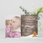 Invitation d'anniversaire rustique hiver Onederlan (Debout devant)