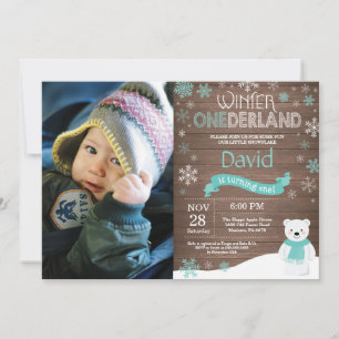 Invitation d'anniversaire rustique hiver Onederlan