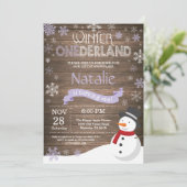 Invitation d'anniversaire rustique hiver Onederlan (Debout devant)