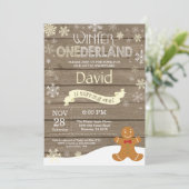 Invitation d'anniversaire rustique hiver Onederlan (Debout devant)