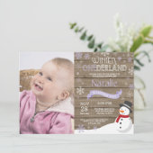 Invitation d'anniversaire rustique hiver Onederlan (Debout devant)