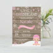 Invitation d'anniversaire Rustique Hiver Onederlan (Debout devant)