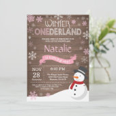 Invitation d'anniversaire rustique hiver Onederlan (Debout devant)