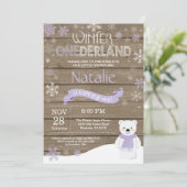 Invitation d'anniversaire rustique hiver Onederlan (Debout devant)