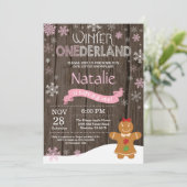 Invitation d'anniversaire rustique hiver Onederlan (Debout devant)