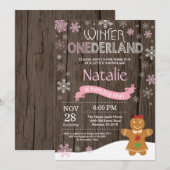 Invitation d'anniversaire rustique hiver Onederlan (Devant / Derrière)