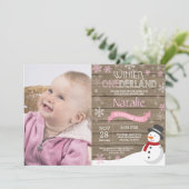 Invitation d'anniversaire rustique hiver Onederlan (Debout devant)