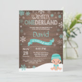 Invitation d'anniversaire Rustique Hiver Onederlan (Debout devant)