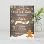 Invitation d'anniversaire rustique hiver Onederlan (Debout devant)